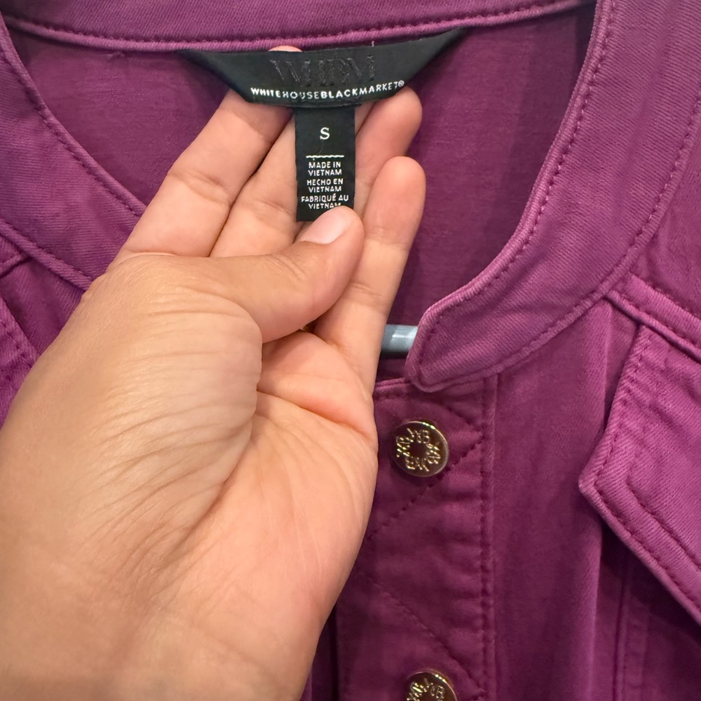 White House Black Market Purple Utility Jacket Peplum Silhouette - Picture 2 of 6